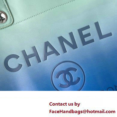 Chanel Shaded Calfskin  &  Silver-Tone Metal Shopping Bag AS3351 Turquoise  &  Blue 2024